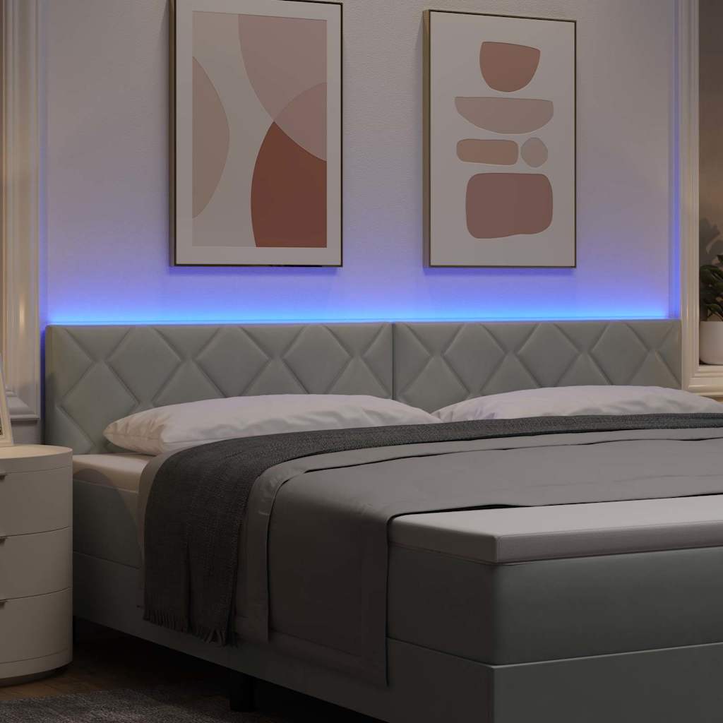 LED Headboard with LED Strip Lights Light grey 200 cm Velvet